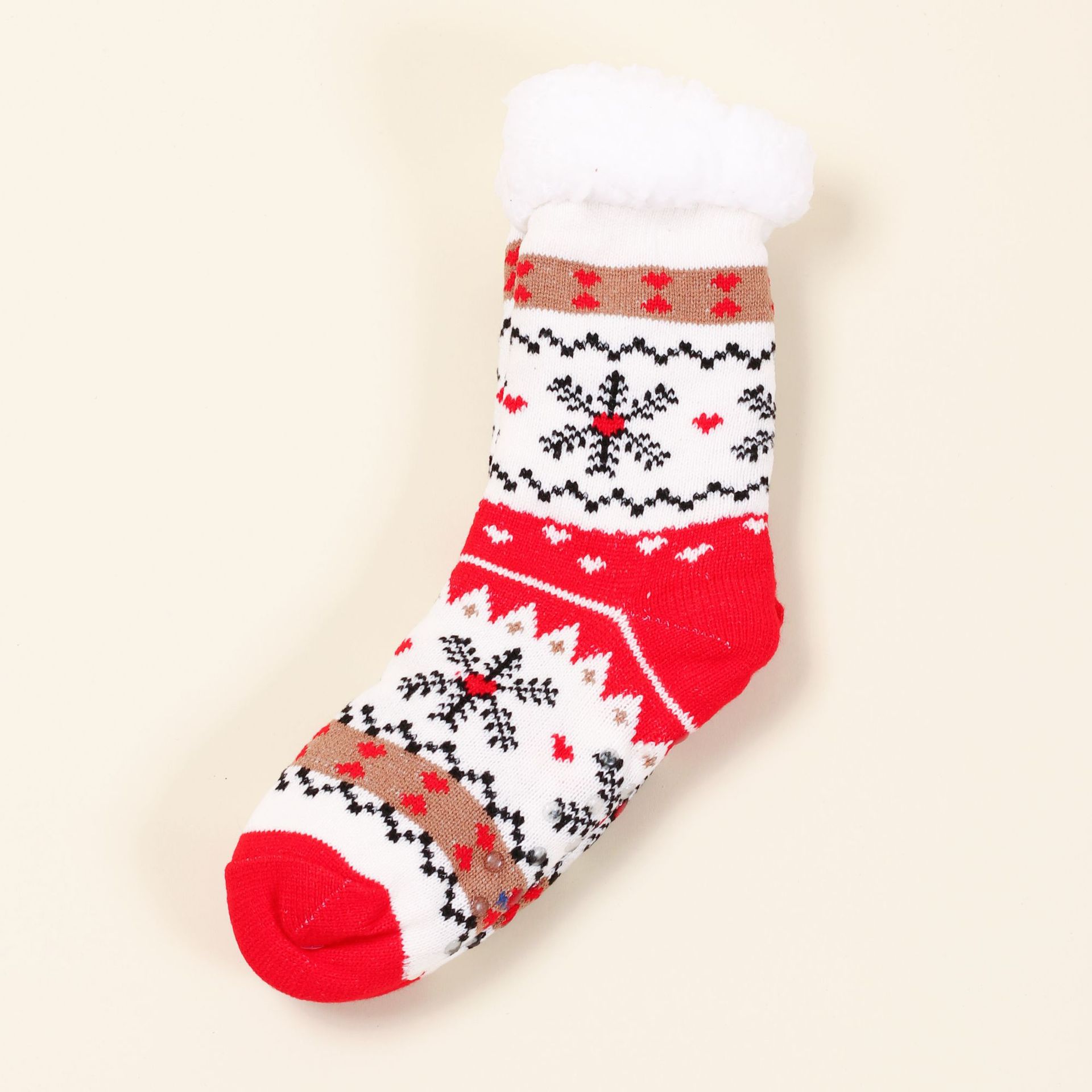 Fuzzy Slipper Socks Winter Nordic Style Knit Short Sock Sleeping Floor Sock